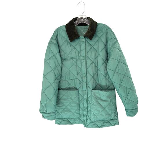 NVLT Quilted Velour Reversible Field Jacket Green Barn Coat Fairy Whimsy Small - Picture 13 of 16